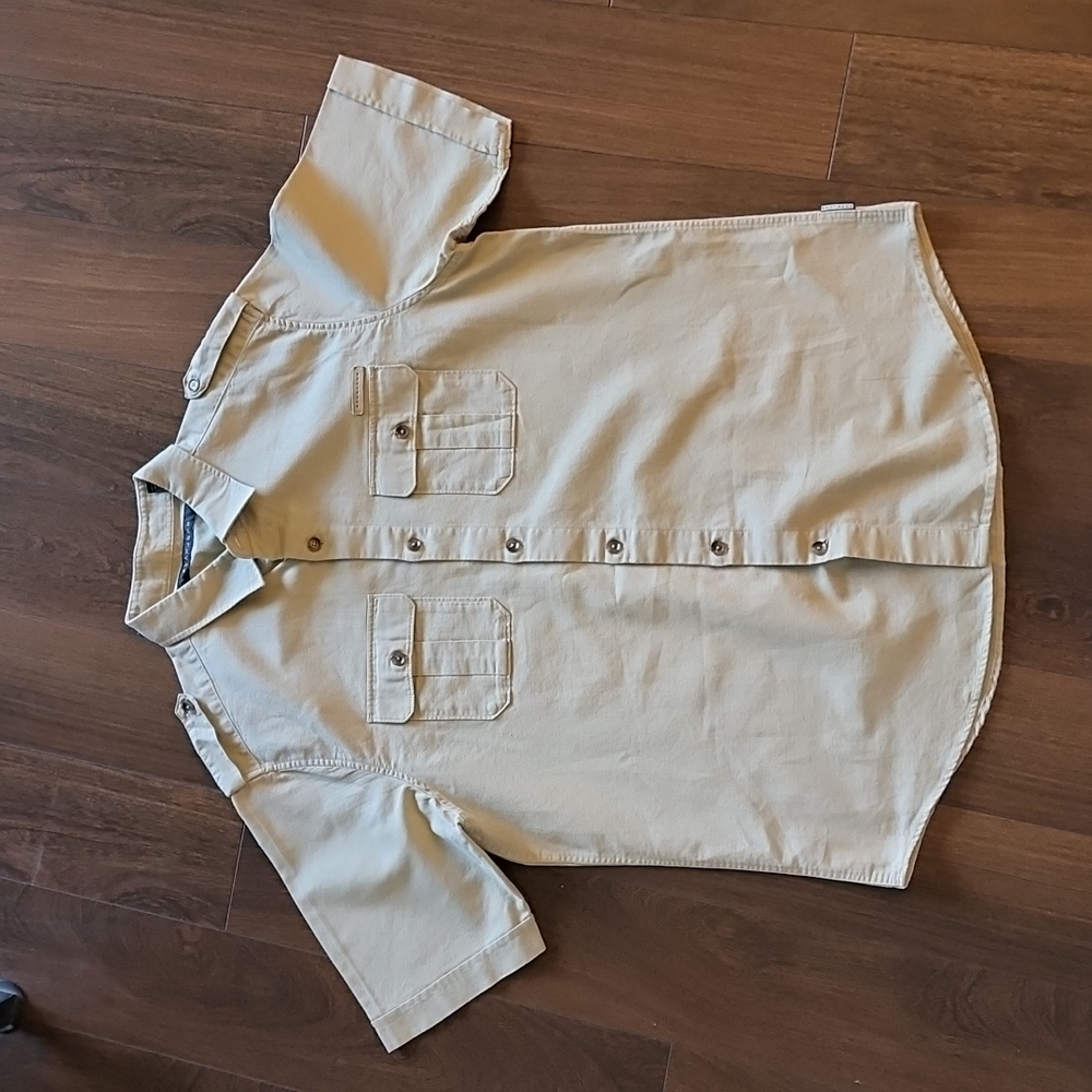 Sean John Beige Button Down Shirt. Size L. Men's